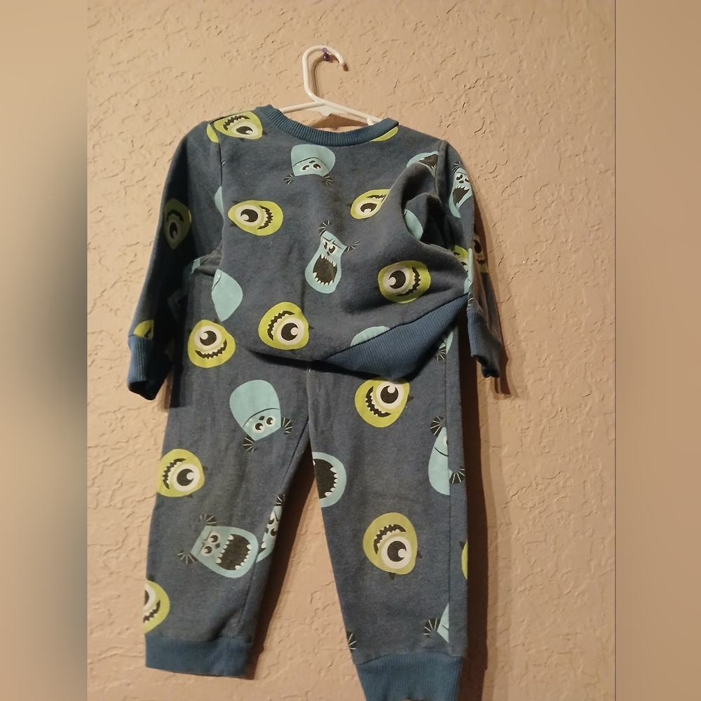 Blue Monster Print Pajama Set